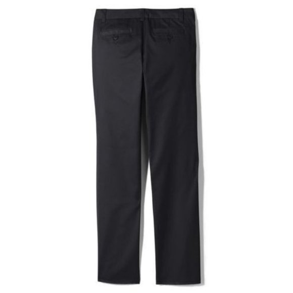NWT LANDS' END GIRL'S PERFECT FIT IRON KNEE CHINO PANTS BLACK 4 - Picture 2 of 5